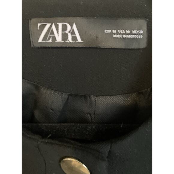 Zara Women's Coat Overcoat Medium Black Suit Jacket Blazer Long - Picture 2 of 6